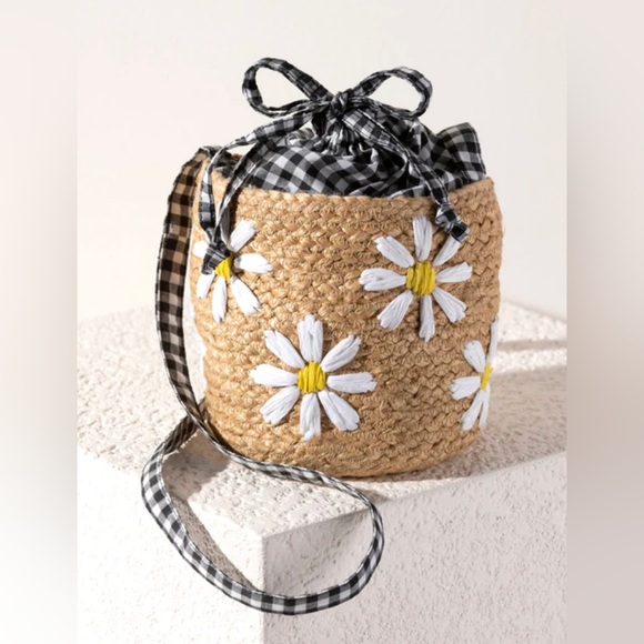 Shiraleah Handbags - Shiraleah Drawstring bucket bag with daisies